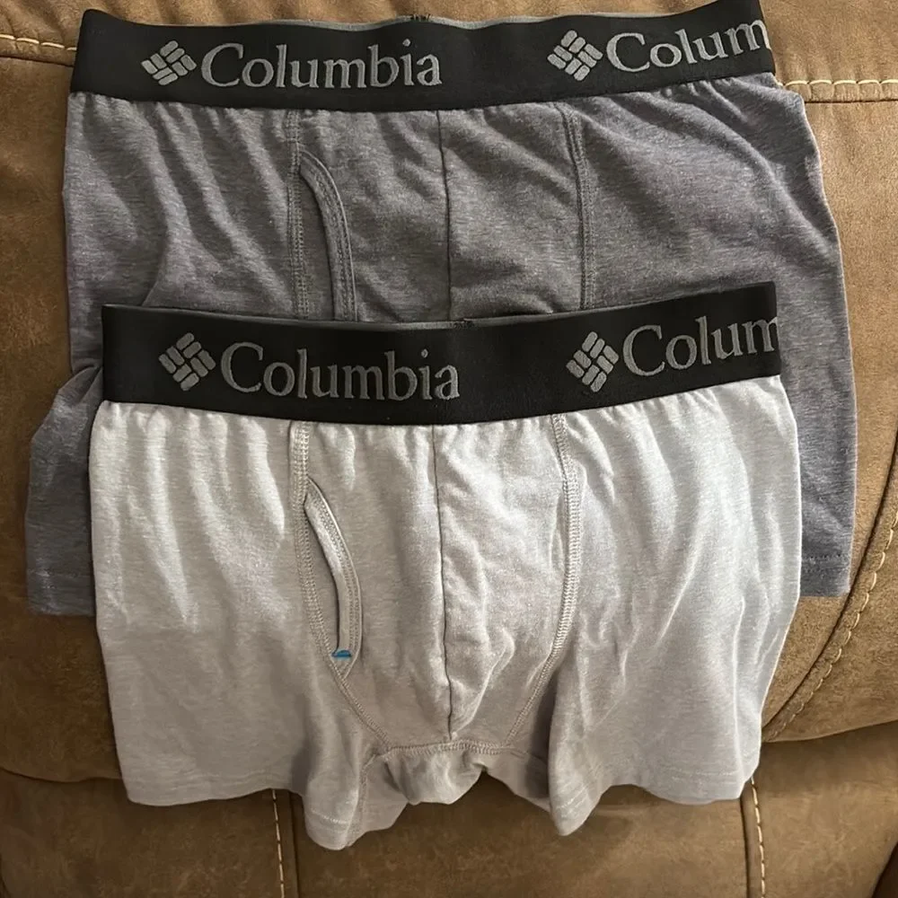 NWOT 2 pairs of Columbia Gray Boxer Briefs Soft Comfort Fit